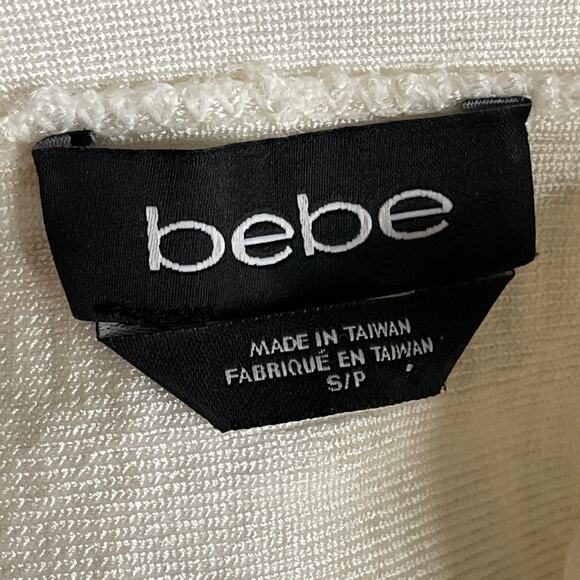 Bebe Alyssum Beaded Bodycon Sleeveless Mini Dress Cutout Silver White Size Small - Picture 8 of 11